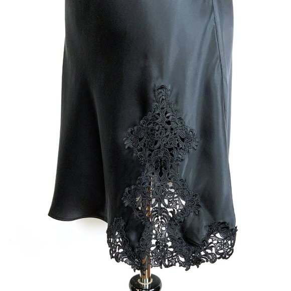 New SilkSilky 100% Silk Black Slip Dress Adjustible Straps Sz M - Picture 7 of 16